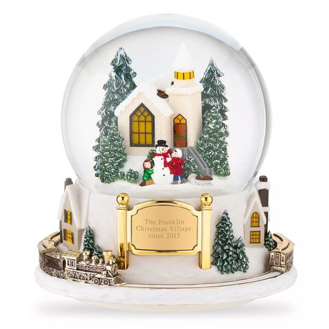 Winter Village Musical Snow Globe Brrr Basket, Unique Snow Globes, Clay Disney, Colorful Village, Custom Snow Globe, Musical Snow Globes, Winter Village, Water Globes, Unique Christmas Decorations