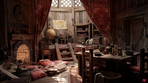 Medieval Style Bedroom, Medieval Cottage Interior, Elf Scholar, Medieval Room Aesthetic, Medieval Apartment, Hobbit Interior, Medieval School, Medieval House Interior, Medieval Interior Design