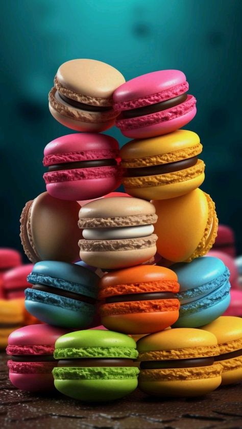 Macarons Wallpaper, Clip Art School Kids, Chocolate Showpiece, Cake Pop Designs, Ramadan Kareem Decoration, Colorful Desserts, Buttercream Filling, Macaroon Recipes, Fruit Wallpaper