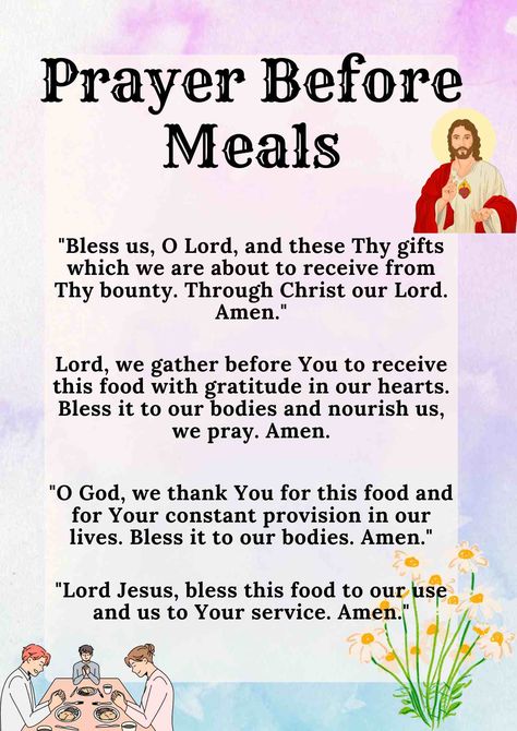 Prayer Before Meals Prayer To Say Before Eating, Prayers Over Food, Prayer For Food Blessing, Food Blessing Prayer, Prayers Before Eating, Grace Prayers Before Meals, Prayer For Food Meals, Prayer For Eating, Meal Time Prayers