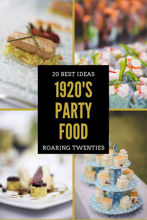 10 best roaring twenties party food ideas, sweet, savoury, snacks, 1920s, 1920's, 20's, gatsby, decor, DIY, signs, easy, on a budget, cheap, fun, aesthetic, fashion, history, costume, wedding, anniversary, birthday, makeup, dress, outfit, fancy dress, women, men, hairstyles, theme, design, games, food, centerpieces, invitations, photo booths, favours, art deco, fancy, sophisticated, gifts, snacks, style, cake, scene, balloons, new years eve, entertainment, activities, cocktails, mocktails, ideas Roaring 20s Party Food, Gatsby Party Food, 1920s Party Food, Food Ideas Sweet, Roaring 20s Party Decorations, 20s Theme Party, Gatsby Decor, Roaring 20s Birthday Party, 20s Party Decorations