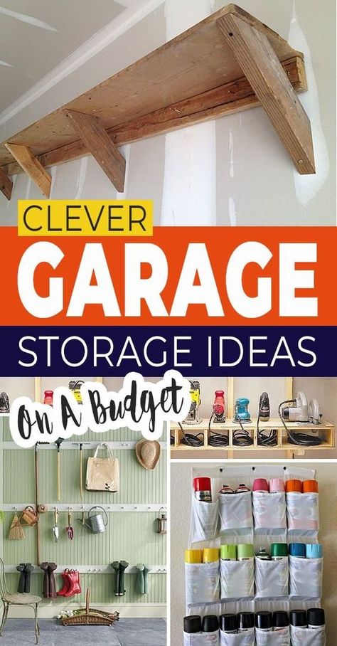 DIY Garage Storage Ideas (on a Budget!) • The Budget Decorator Storage Ideas On A Budget, Tool Wall Storage, Easy Garage Storage, Garage Hacks, Diy Garage Storage Ideas, Garage Wall Storage, Garage Storage Inspiration, Garage Organization Tips, Garage Organisation