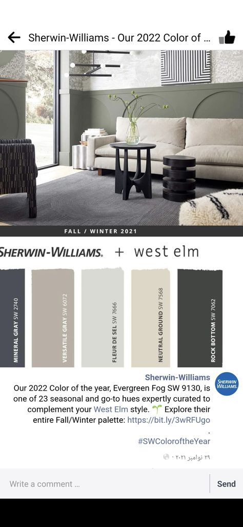 Whole Home Color Palette, West Elm Style, Home Color Palette, Home Color, Spare Bedroom, Rock Bottom, Color Of The Year, Sherwin Williams, House Colors