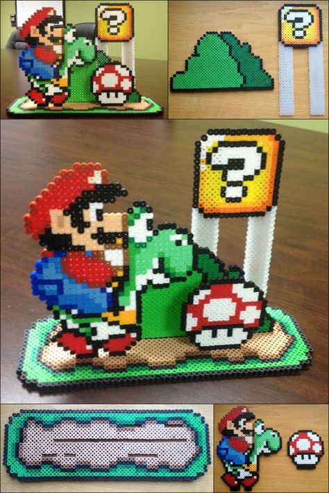 Easy Perler Beads Ideas 3d, Fuse Bead 3d Patterns, How To Make 3d Perler Beads, Super Mario Perler Bead Patterns, 3d Fuse Beads Patterns, Perler Bead 3d Patterns, Perler 3d, Mario Kart Perler Bead Patterns, Mario Perler Bead Patterns