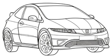 How To Draw Muscles, Kawaii Cat Drawing, Civic Eg, Civic Type R, Cars Coloring Pages, Adult Colouring Pages, Honda Civic Type R, Adult Colouring, Car Cartoon