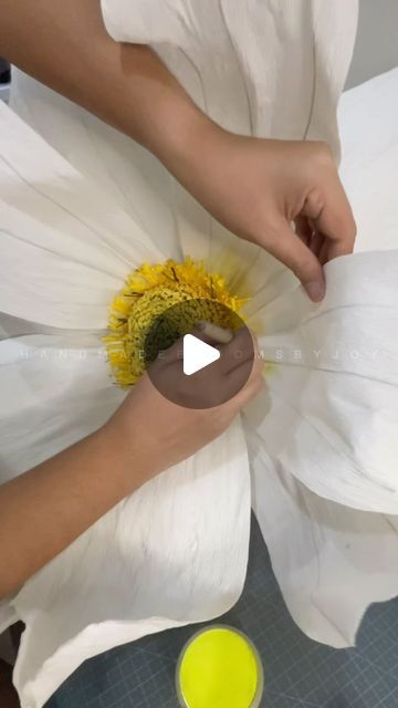 handmadebloomsbyjoy su March 4, 2024: "#WorkInProgress : this giant crepe paper flower is coming to life! Stay tuned for my next reel on how I’ll be making its stem 😊 #handmadebloomsbyjoy #paperflowers #giantpaperflowers #crafts #diy #themakingof". Making Giant Paper Flowers, White Crepe Paper Flowers Diy, Crepe Paper Large Flowers, How To Make Big Flowers Diy, Butcher Paper Flowers, Giant Paper Daisy, Oversized Flowers Diy, Tissue Paper Flowers Tutorial, Diy Giant Paper Flowers Tutorials