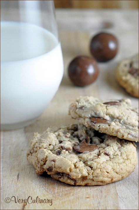 Malted Milk Ball Cookies | Very Culinary Desert Cookies, Milk Balls, Ball Cookies, Malted Milk Balls, Cookie Cookbook, Cookies And Milk, Chocolate Malt, Recipe Cookbook, Cookie Brownie Bars