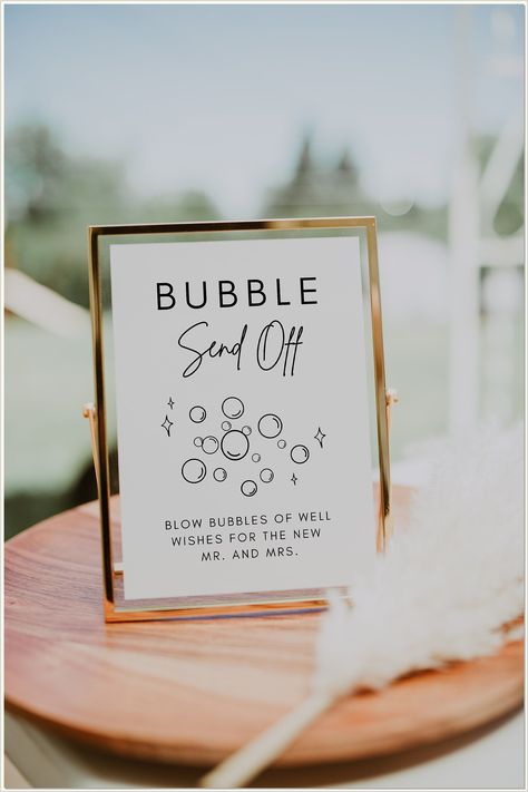 Enhance the ambiance of your wedding reception with signs from Amazon. Bubble Reception Send Off, Wedding Ideas Send Off, Send Offs For Weddings, Boho Wedding Send Off, Bubble Send Off Wedding Signs, Bubble Wedding Sign, Send Off Ideas Wedding, Bubble Exit Wedding Sign, Bubble Sign For Wedding