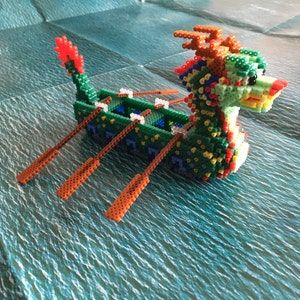 Dragon Boat Festival 3D Perler Bead Pattern Tutorial - Etsy Sweden Mushroom 3d, Diy Pokemon, Perler Beads Ideas, Beads Perler, Christmas Perler Beads, Diy Monsters, Mini Mushroom, 3d Perler Bead, Art Perle