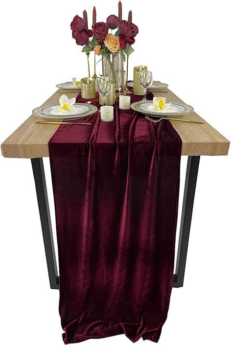 Velvet Table Runner, Velvet Table, Fabric Table, Table Runners Wedding, Elegant Drapes, Table Linen, Wedding Reception Decorations, Crushed Velvet, Reception Decorations