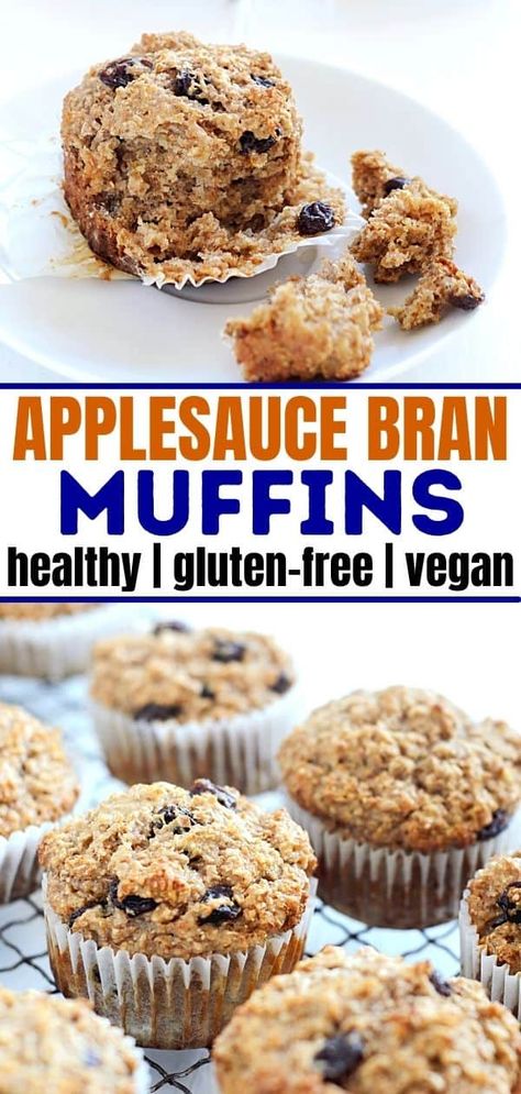 Applesauce Bran Muffins, Vegan Bran Muffins, Gluten Free Bran Muffins, Healthy Bran Muffin Recipe, Healthy Bran Muffins, Applesauce Recipes Canning, Muffins With Applesauce, Oat Bran Muffin Recipe, Wheat Bran Muffins