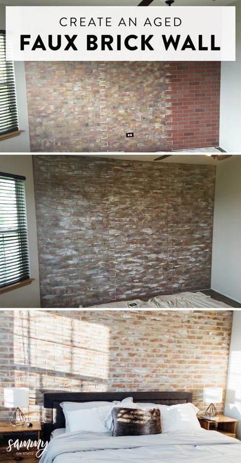 Fake Brick Wall, Brick Wall Bedroom, Diy Faux Brick Wall, Fake Brick, Faux Brick Wall, Brick Wall Paneling, Faux Brick Panels, Brick Interior Wall, Faux Walls