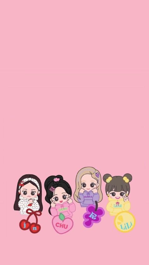 Wallpapers Ponsel, Wallpapers iPhone Black Pink Background Aesthetic, Blackpink Cartoon Wallpaper, Kpop Chibi Blackpink, Blackpink Cartoon, Kpop Chibi, Cute Friend Poses, Memo Pad Design, Chibi Wallpaper, Cute Doodle