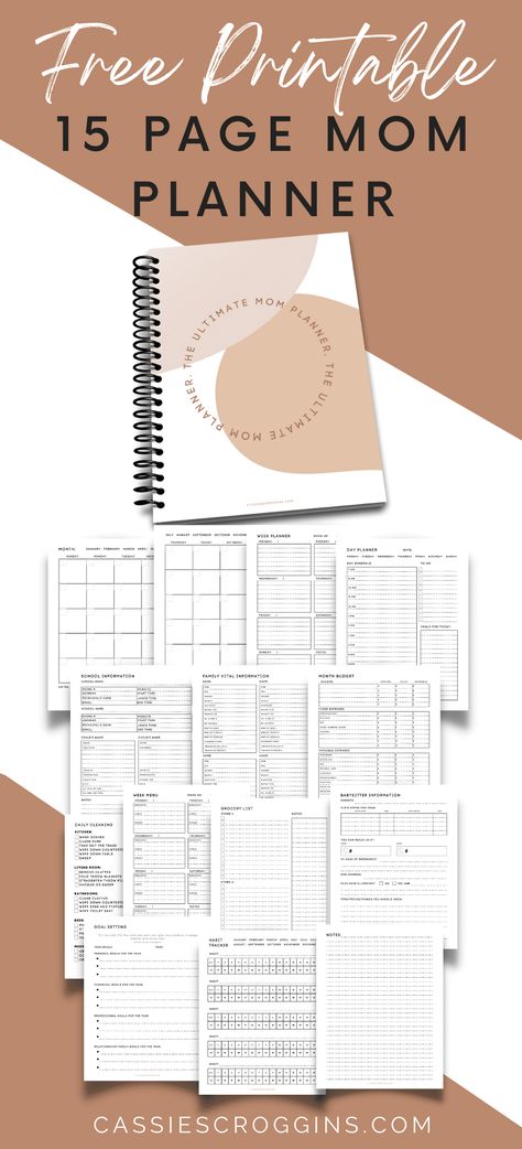 Free Printable Mom Planner + 45 Page Ultimate Mom Planner! academicplanner #stylishplanner #budgetingfinances #colorfulplanner⌨️. The Budget Mom Printables Free, Busy Mom Planner Free Printable, Stay At Home Mom Planner Free Printable, Printables For Moms, Mom Binder Printables Free, Mom Printables Free, Weekly Budget Planner Printable Free, Month Schedule Planner, Mom Planner Ideas