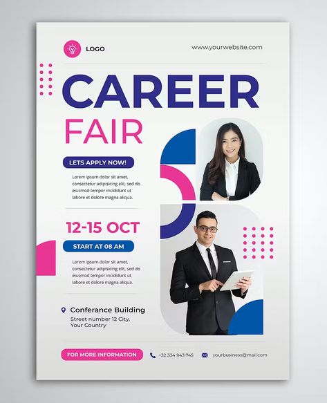 Career Expo Flyer Template PSD Poster Design Ideas, Flyer Design Templates, Flyer Template, Flyer Design, Design Template, Poster Design, Design Ideas, Career, Quick Saves