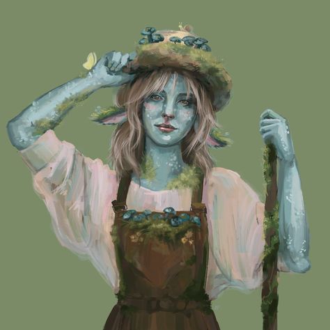 ArtStation - Stropharia Circle Of Spores Druid Aesthetic, Firbolg Circle Of Spores, Firbolg Art Female, Firbolg Woman, Fairy Dnd Character, Nature Cleric, Dnd Firbolg Female Cleric, Circle Of Dreams Druid Dnd, Dnd Firbolg Druid