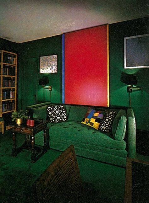 From the archive: S. I. Newhouse Jr's Manhattan apartment (1970) | House & Garden 1970 Bedroom, 1970 House, New York Houses, Maximalist House, Nyc Loft, Straw Rug, Greek Revival Home, Retro Interior Design, Barnett Newman