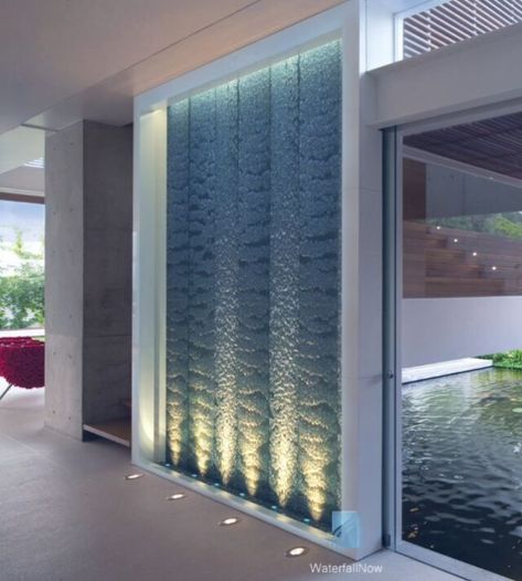 WaterfallNow | Water Features Waterfalls Fountains Surrey Vancouver Indoor Water Falls Home, Living Wall With Water Feature, Waterfall Indoor Decor, Living Room Fountain Indoor Waterfall, Zen Waterfall Indoor, Spa Feature Wall Ideas, Small Wall Waterfall Outdoor, In House Waterfall, Interior Water Feature Wall