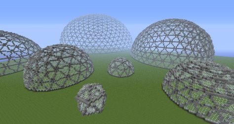 Geodesic Domes Minecraft Project How To Build A Dome In Minecraft, Minecraft Sphere House, Dome Roof Minecraft, Dome In Minecraft, Minecraft Sphere, How To Make A Sphere In Minecraft, Minecraft Roof Design, Minecraft Dome, Pixel Circle