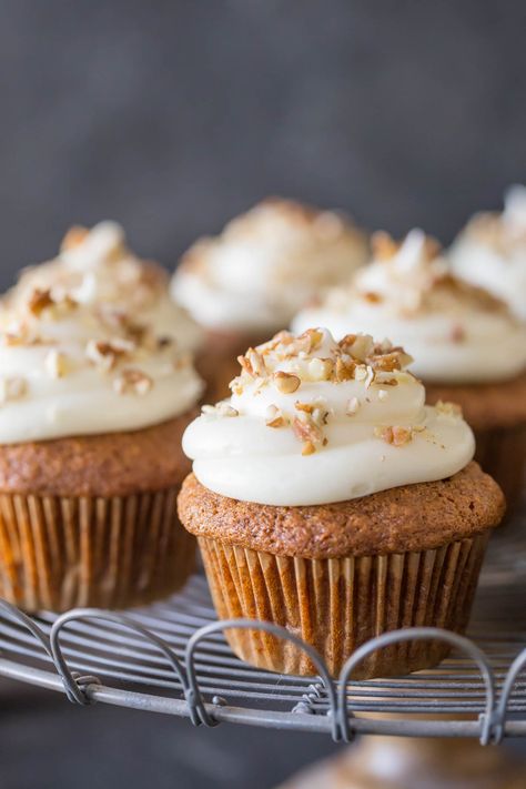 I love these Carrot Cake Cupcakes because they taste as good as they look! Best Carrot Cupcake Recipe, Gluten Free Carrot Cake Cupcakes, Vegan Carrot Cake Cupcakes, Carrot Cupcake Recipe, Fluffy Cream Cheese Frosting, Gluten Free Carrot Cake, Vegan Carrot Cakes, Carrot Cake Cupcakes, Carrot Cupcakes