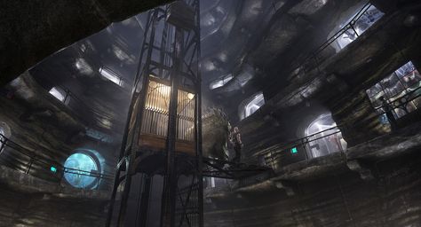 ArtStation - Unproduced Movie Prison Wing (2014), Phil Saunders Sci Fi Prison, Underground Prison, Prison Drawings, Dark City, Modern Flat, Dnd Art, Super Villains, Environment Concept Art, Movie Art