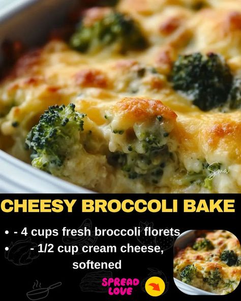 Cheesy Broccoli Bake Broccoli Main Dish Recipes, Cheesey Broccoli, Baked Meatloaf, Baked Broccoli, Cheesy Broccoli Casserole, Mexican Casserole Recipe, Broccoli Bake, Chicken Parmesan Pasta, Cheesy Broccoli