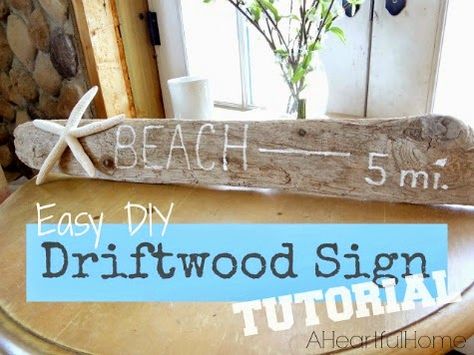 Driftwood Sign Tutorial Sea Sign, Driftwood Signs, Diy Driftwood, Driftwood Projects, Sea Shell Decor, Driftwood Crafts, Beach Diy, Beach Cottage Style, Beach Signs