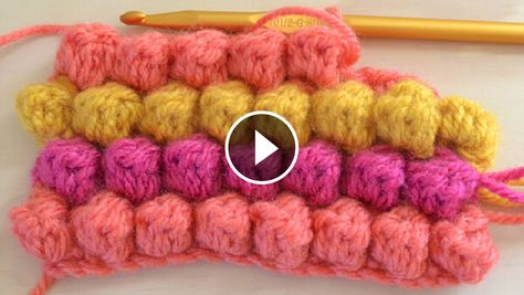 Bubble Crochet Stitch, Crochet I Cord, Stitch Crochet Pattern, Spike Stitch, Bubble Stitch, Hearts Crochet, Heart Stitch, Puff Stitch Crochet, Bobble Stitch Crochet