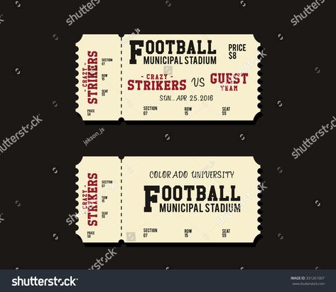 American Football, Rugby or Soccer Ticket Card Retro design. University championship game. Vintage stylish design. Vector illustration #Ad , #SPONSORED, #Ticket#Card#Retro#Soccer Old Ticket, Soccer Tickets, Design University, Ticket Card, Football Ticket, Retro Soccer, Retro Western, Championship Game, Design Vector