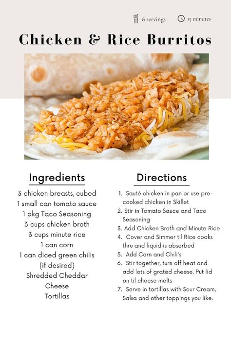 CHOCOLATES FOR BREAKFAST and other Sweet Somethings: Chicken and Rice Burritos Chicken Rice And Bean Burritos, Burrito Recipes Chicken, Creamy Chicken Burritos, Chicken Burrito Recipe Easy, Chicken Rice Burrito Recipes, Chicken And Rice Burritos, Rice For Burritos, Chicken Rice Burrito, Burrito Rice