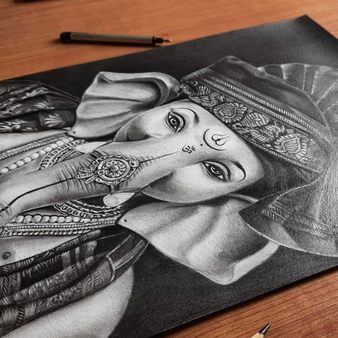 Graphite on paper graph drawing of Ganpati Ganesh ji drawing Indian Ganpati festival Hanuman Ji Realistic Sketch, Ganpati Images Drawing, Ganpati Pencil Drawing, Ganpati Ji Drawing, Ganpati Pencil Sketch, Durga Ji Drawing, Ganpati Bappa Sketch Pencil, Ganesh Ji Mandala Art, Ganpati Sketch Pencil