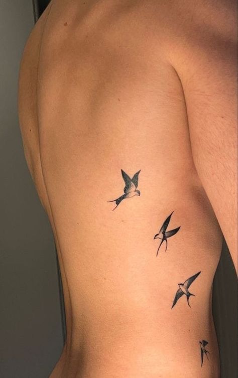 Bird Tattoo Neck, Bird Tattoo Ribs, Swallow Tattoos, Swallow Tattoo Design, Pine Tattoo, Tattoo Font For Men, Small Bird Tattoos, Rib Tattoos For Guys, Bird Tattoo Men