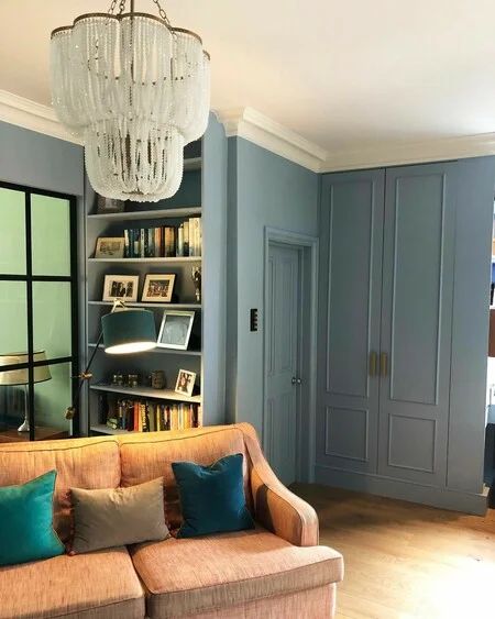 Kittiwake Farrow And Ball, Farrow And Ball Kittiwake, Fitted Cupboards, Farrow And Ball Living Room, Wall Table Decor, Borrowed Light, Outdoor Living Furniture, Farrow And Ball Paint, Period Property