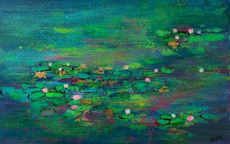 Amita Dand - Paintings for Sale | Artfinder Amita Dand, A4 Painting, Mom Painting, Water Lilies Painting, Sky Abstract, Water Lily Pond, Lily Painting, Miniature Paintings, Sky Artwork