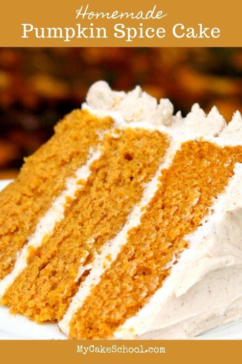 8K Homemade Pumpkin Spice Cake, Flavoured Cakes, Creamy Cakes, Pumpkin Spice Latte Cake, Amaretto Cheesecake, Pumpkin Spice Cake Recipe, Chimney Cakes, Spice Cake Recipe, Fall Cake Recipes