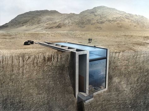 This incredible glass house will be built into a cliff above the Aegean sea. Cliffside House, Architecture Cool, Crazy Home, Cliff House, Living On The Edge, House Built, Brutalism, Design Case, Contemporary Architecture