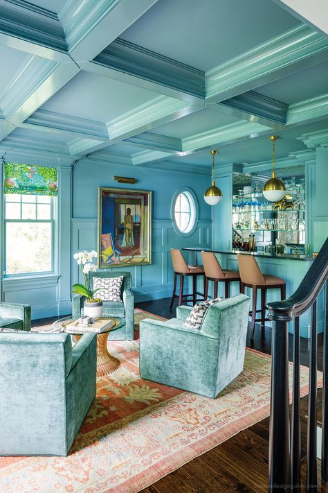 Home Bar Rooms, Casa Container, Bar Room, Maximalism, Blue Rooms, The Ceiling, A Living Room, Architectural Digest, Home Fashion