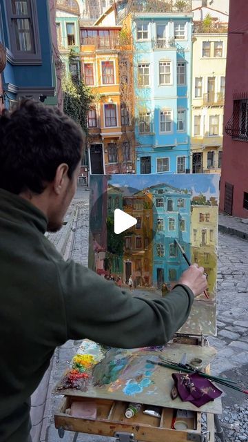 ARTIST 🎨 OIL PAINTING 🎨 TAALAY on Instagram: "Renkli evler Balat" February 9, Random Art, Oil Painting, On Instagram, Instagram, Art