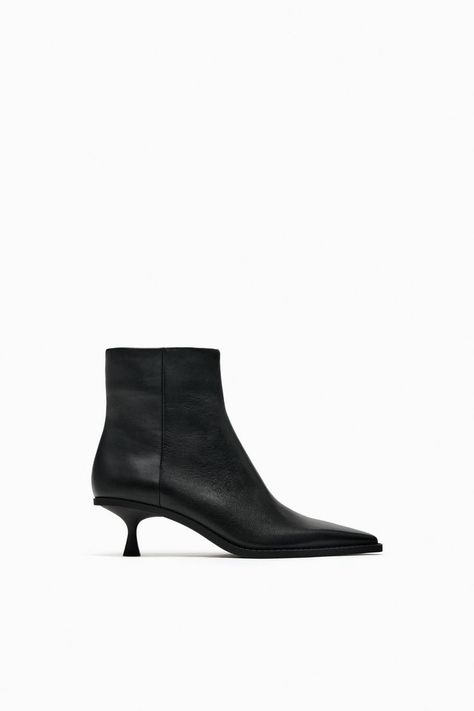 LEATHER KITTEN HEEL ANKLE BOOTS - Black | ZARA United States Kitten Heel Ankle Boots, Kitten Heel Boots, Boots Jeans, Style Essentials, December 23, Heel Ankle Boots, Kitten Heel, Zara United States, Heeled Ankle Boots