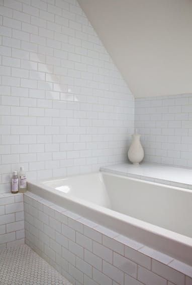 attic bath Modern Victorian Home, Modern Victorian Homes, Bathtub Shower Combo, Built In Bathtub, Built In Bath, Drop In Tub, Refinish Bathtub, Bathtub Remodel, Tub Surround