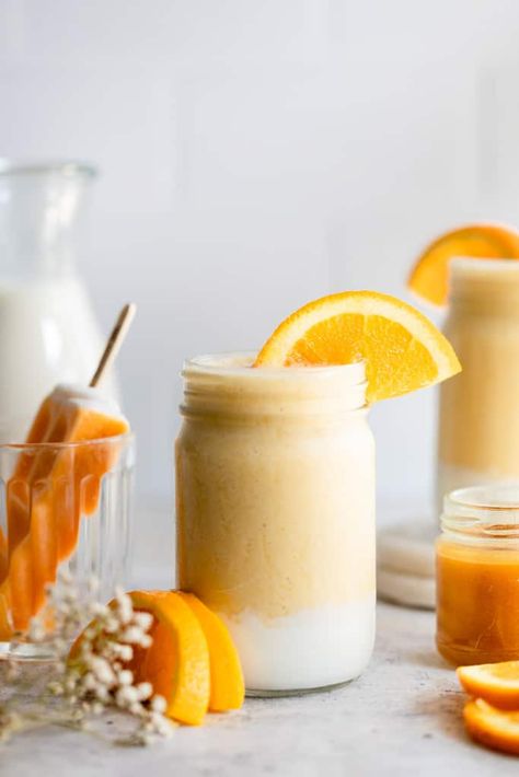 Orange Creamsicle Protein Shake, Sustainable Cafe, Orange Julius Copycat Recipe, Orange Creamsicle Smoothie, Orange Whip, Orange Julius Recipe, Creamsicle Smoothie, Gunny Sack, Resep Smoothie