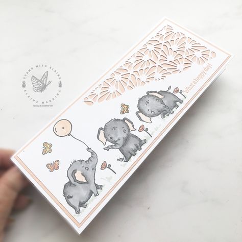 Cards With Elephants On Them, Su Split Card Textures Dies, Elephant Parade Stampin Up Cards, Stampin Up Split Card Textures Dies, Stampin Up Elephant Parade, Split Card Textures Dies, Slim Cards, Elephant Cards, Card Dies