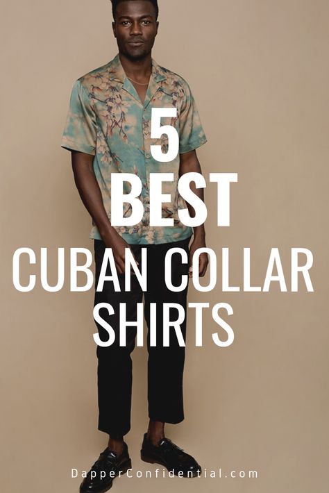 The best Cuban collar shirts – also referred to as a camp, cabana, or revere collar shirt – have transformed from strictly retro wear into a men's wardrobe staple. Call it a convenient slice of Americana. Learn more on the blog. #fashion #cubancollar #style Cuban Mens Fashion Style, Cuban Mens Fashion, Cuban Style Fashion Men, Revere Collar Shirt Men Outfit, Camp Shirt Outfit Men, Mens Silk Shirt Outfit, Cuban Style Fashion, Cuban Collar Shirt Men Outfit, Cuban Shirt Outfit Men