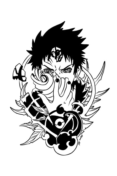 Obito Uchiha Black And White, Obito Tattoo Design, Obito Uchiha Tattoo Ideas, Obito Tattoo Ideas, Madara Wallpaper, One Piece Tattoos, Naruto Tattoo, Obito Uchiha, Naruto Sketch