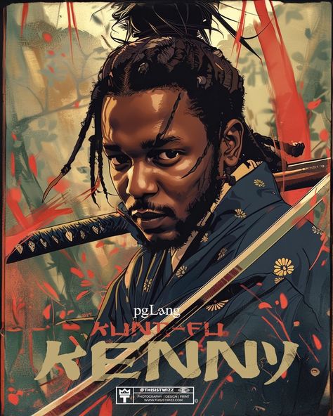 Kung Fu Kenny Art, Hiphop Aesthetic, Kendrick Lamar Art, Black Manga, Rap Culture, Kung Fu Kenny, Vector Portrait Illustration, Rap Album Covers, Playful Illustration