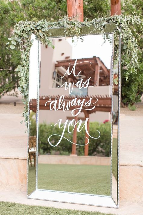 Mirror Signage, Mirror Wedding Signs, Hanging Greenery, Rental Ideas, Jordan Photography, Rustic Style Wedding, Wedding Mirror, Beaded Mirror, Luxury Wedding Decor