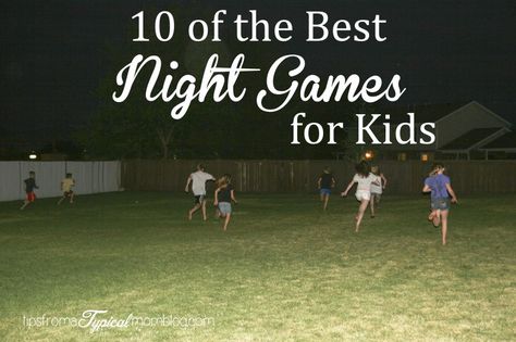 10 of the best outdoor summer night games for kids from Tips From a Typical Mom. Camping Games For Adults, Outdoor Camping Games, Teenager Party, Geek House, Group Games For Kids, Outdoor Party Games, Night Games, Youth Group Games, Camping Parties