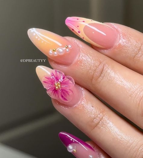 Simple Summer Nails, Tropical Nail Designs, Hawaii Nails, Tropical Nails, Subtle Nails, Glamour Nails, Nails Now, Edgy Nails, Summery Nails