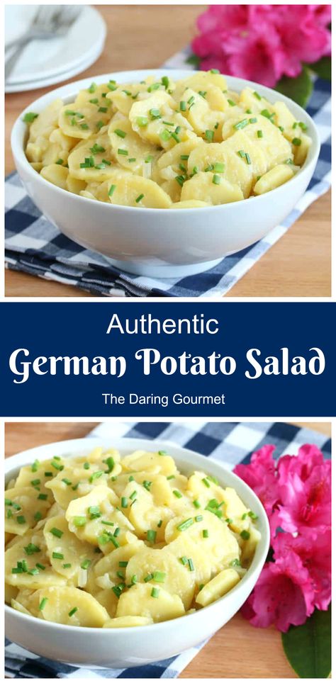 A deliciously authentic German potato salad from the Swabia region of southern Germany! Salads Restaurant, Authentic German Potato Salad, Salad Restaurant, German Potato Salad Recipe, German Restaurant, German Food Authentic, Restaurant Meals, Potatoe Salad, Food Authentic