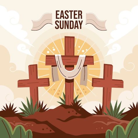 Free vector flat easter sunday illustrat... | Free Vector #Freepik #freevector #christian-easter #easter-sunday #easter #easter-holiday Sunday Illustration, Easter Holiday, Funny Phone Wallpaper, Easter Celebration, Easter Sunday, Vector Photo, Vector Background, Graphic Resources, Phone Wallpaper